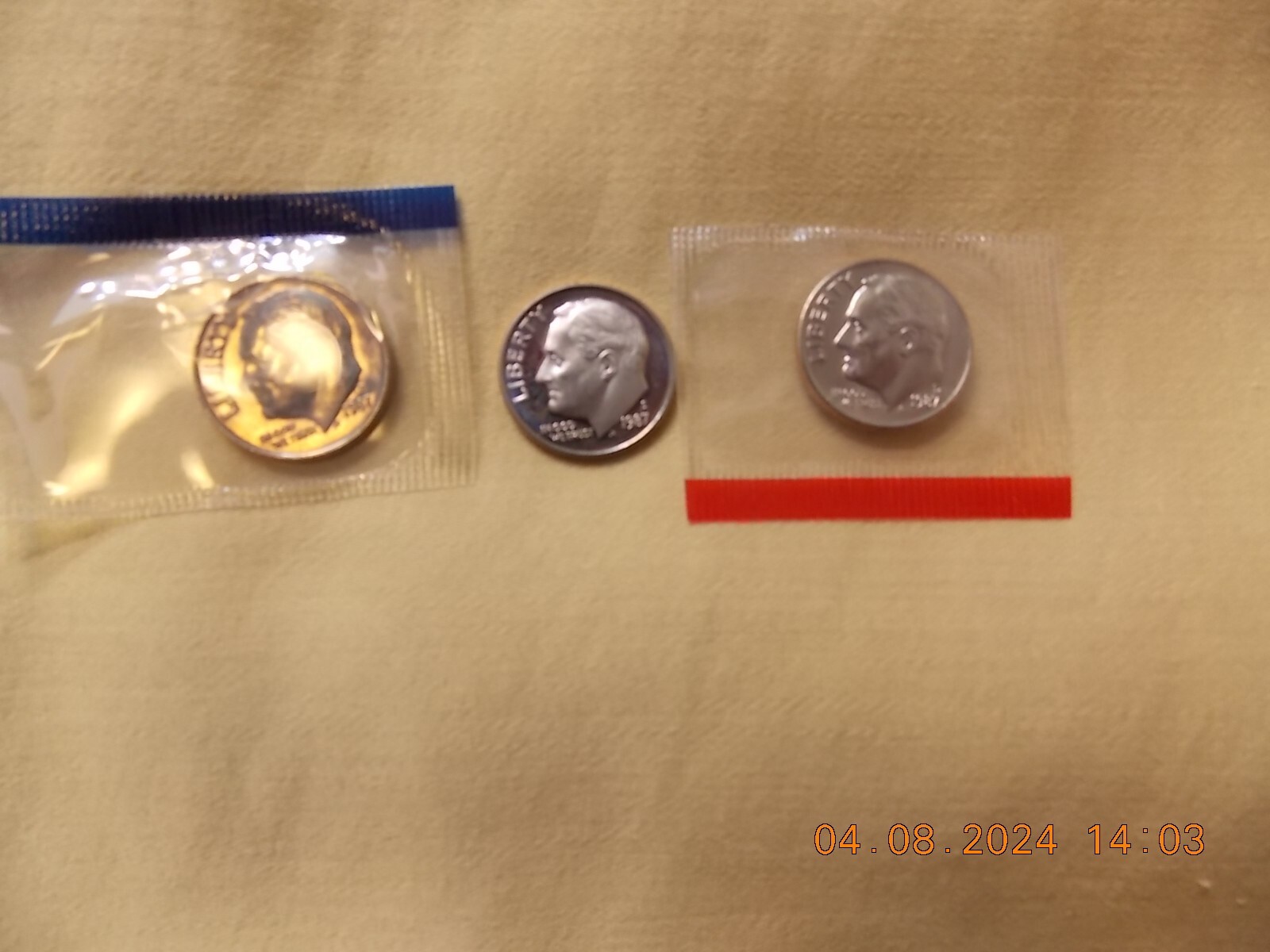 1987 Roosevelt Dimes D&P Mints W/Sweet Proof Coin Included 3 Coins total! 0 S&H!