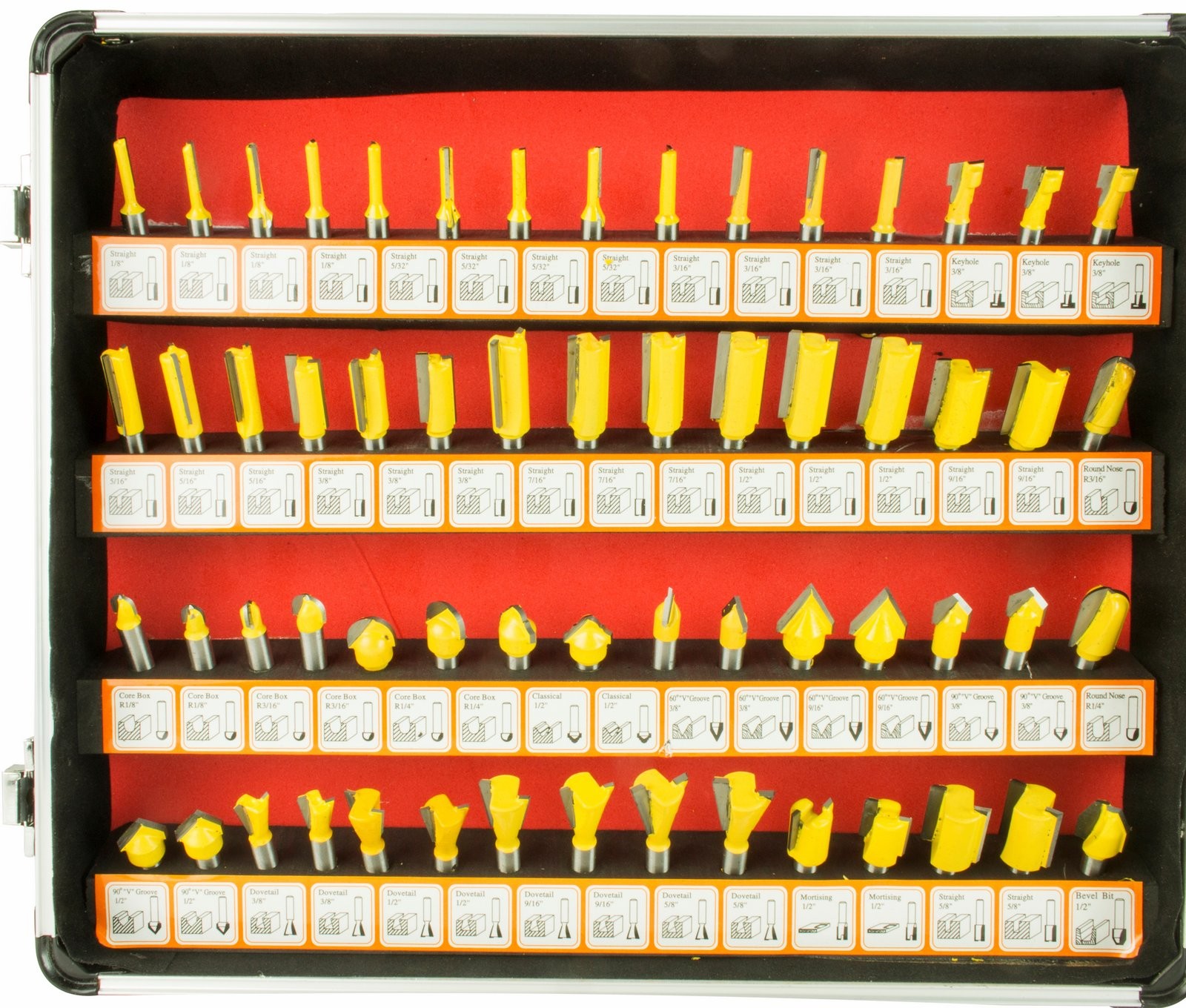 Erie Tools 100 PC 1/4" Shank Router Bit Set Tungsten Carbide Kit