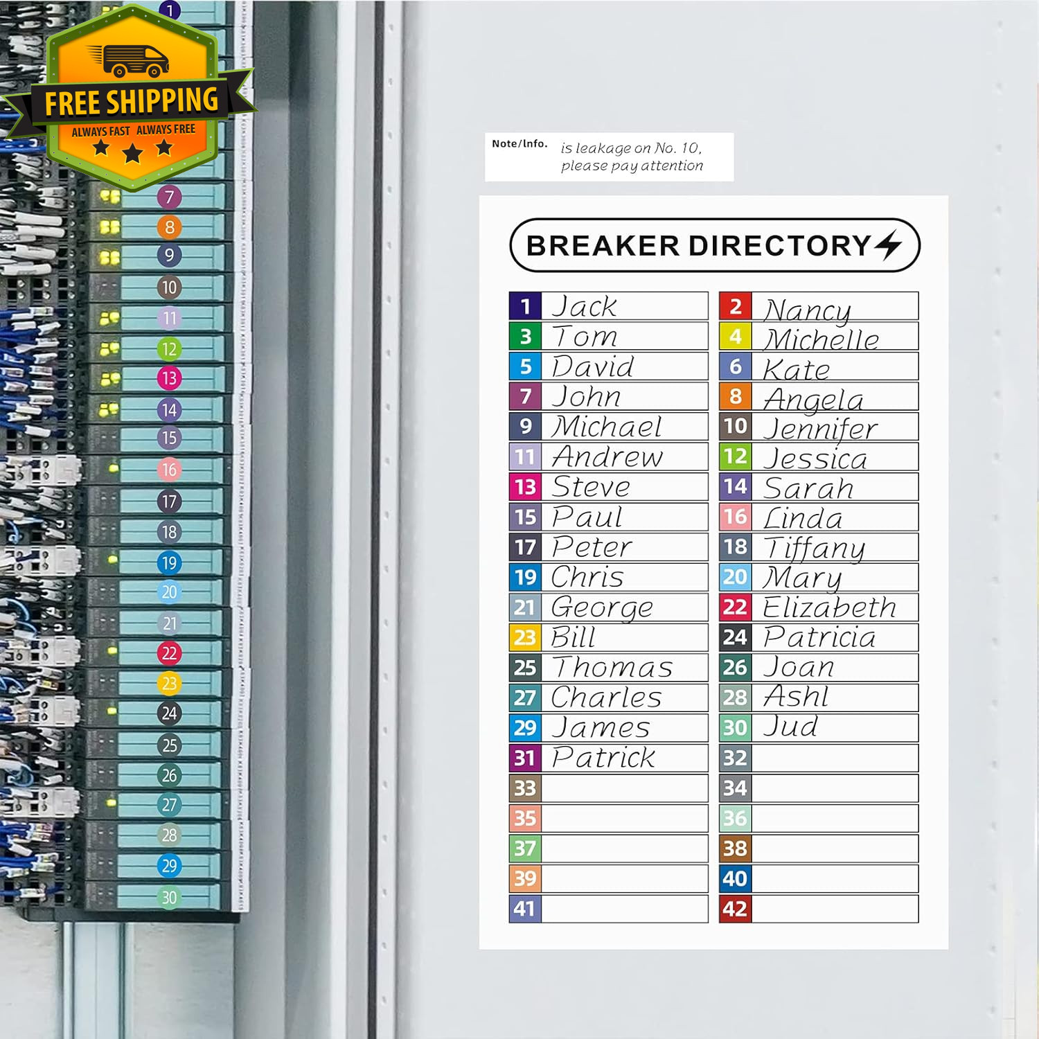 16 Sheets Breaker Panel Labels Electrical Box Sticker Waterproof Numbers Colors