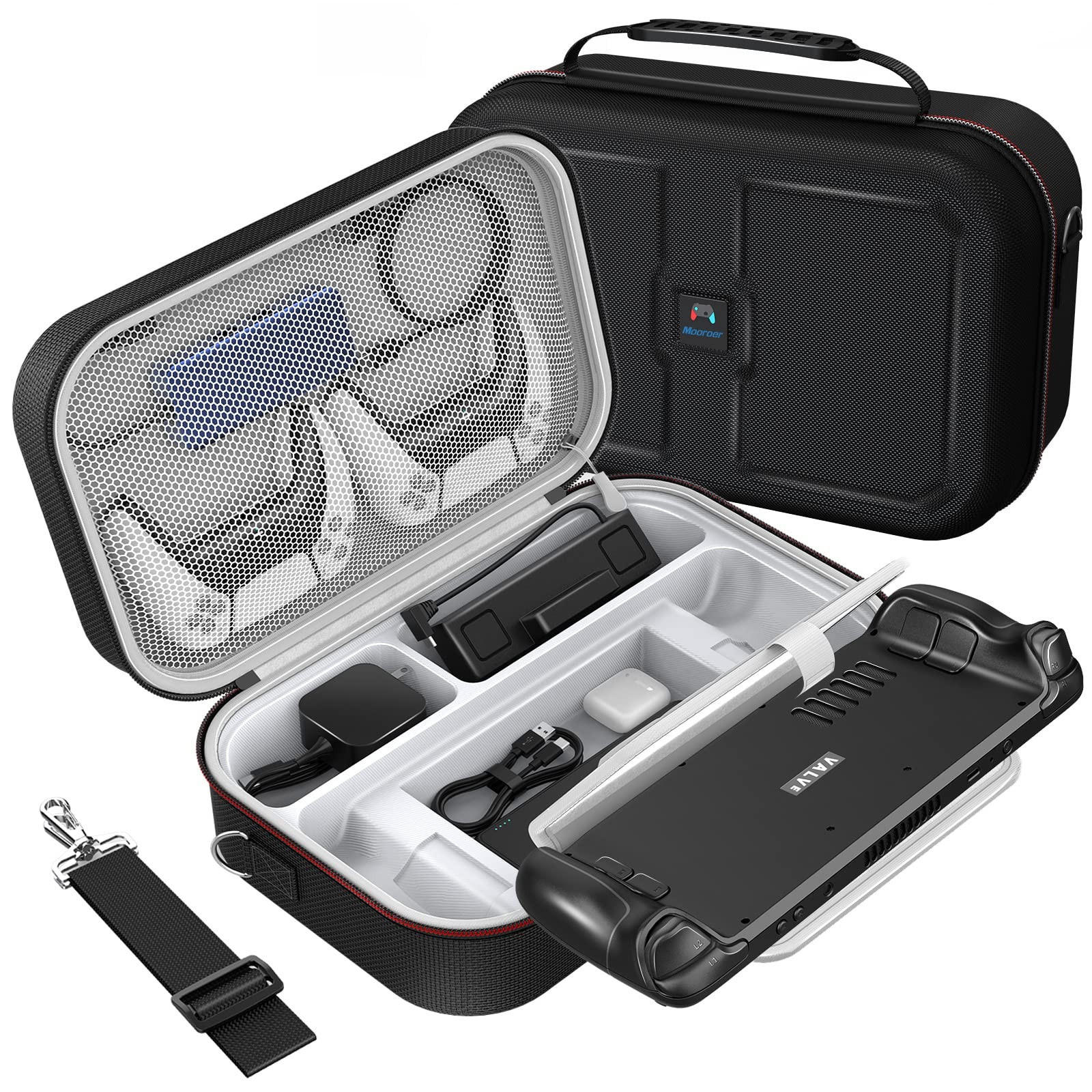 Mooroer Steam Deck Case, 2024 Upgrade Carrying Large Black