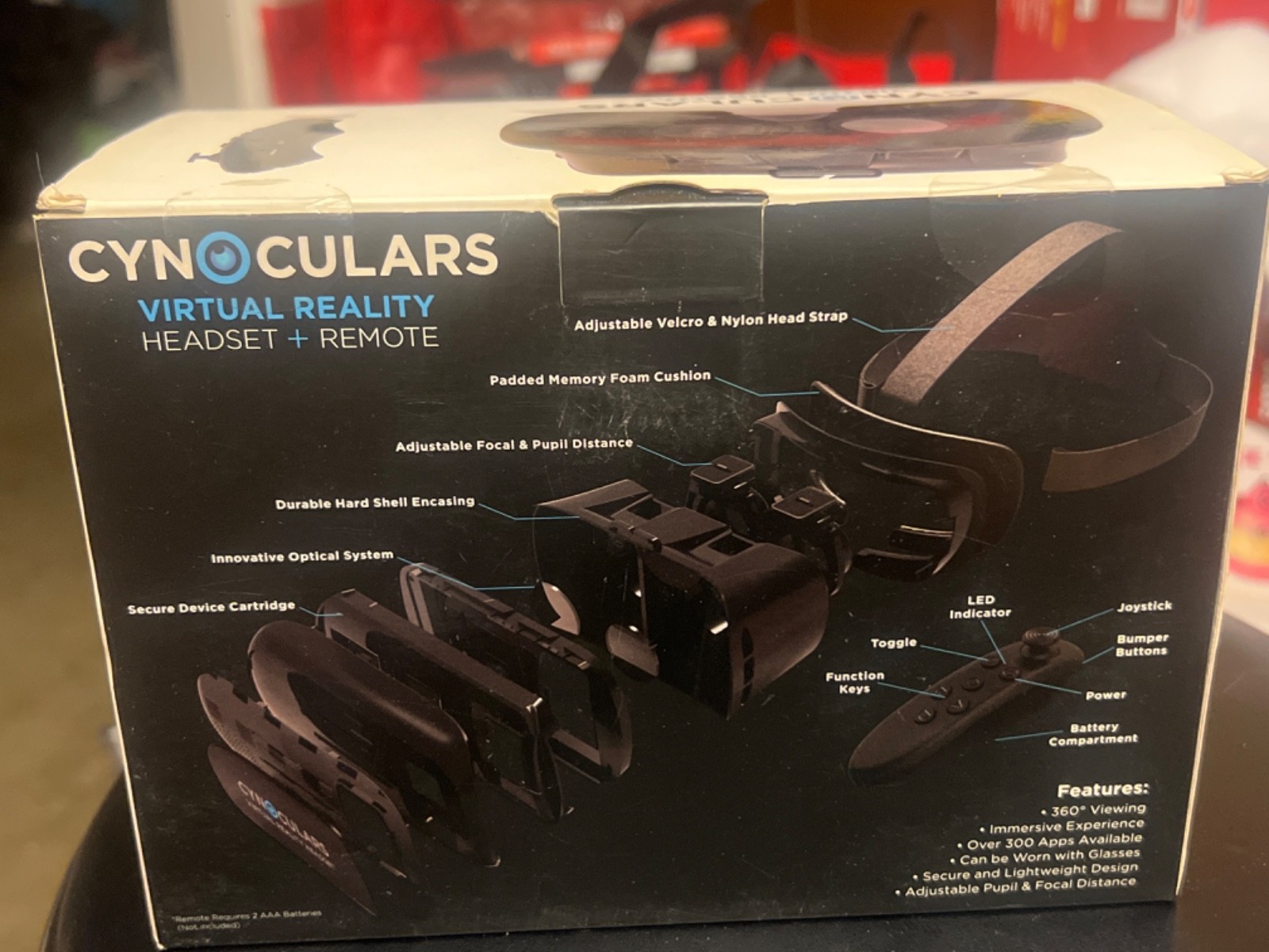 Cynocular's VR Virtual Reality App 3D Glasses Adjustable Headset Plus Remote New