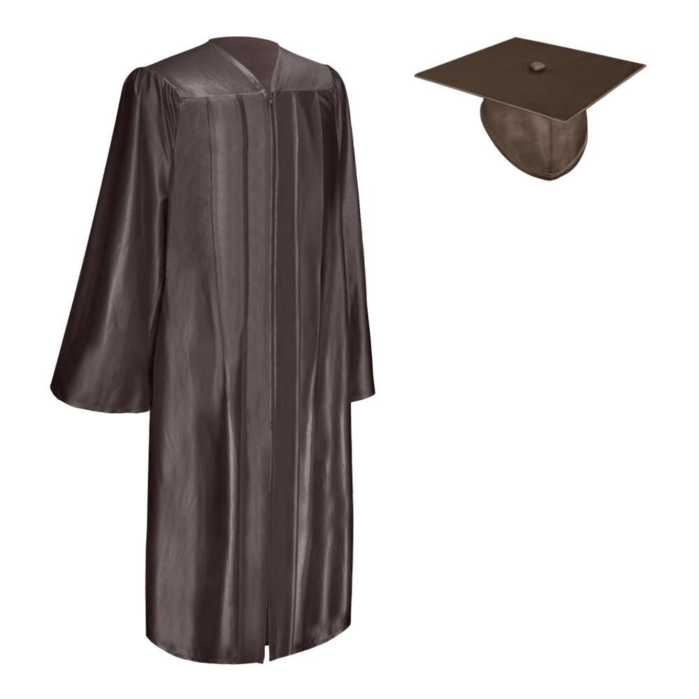Endea Graduation Shiny Brown Gown & Cap for High School & College Unisex