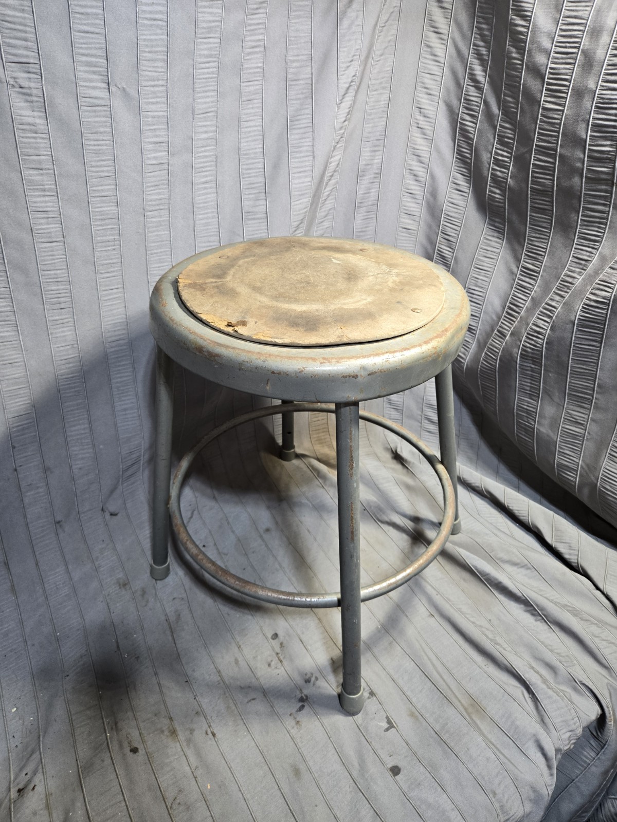 Vintage 90s Krueger Industrial Factory Steel Stool 18” Height Made In USA