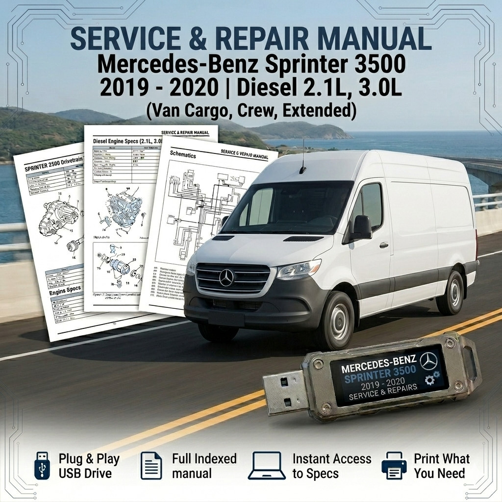 MERCEDES SPRINTER 3500 2.1L 3.0L 2019 2020 SERVICE REPAIR WORKSHOP MANUAL USB