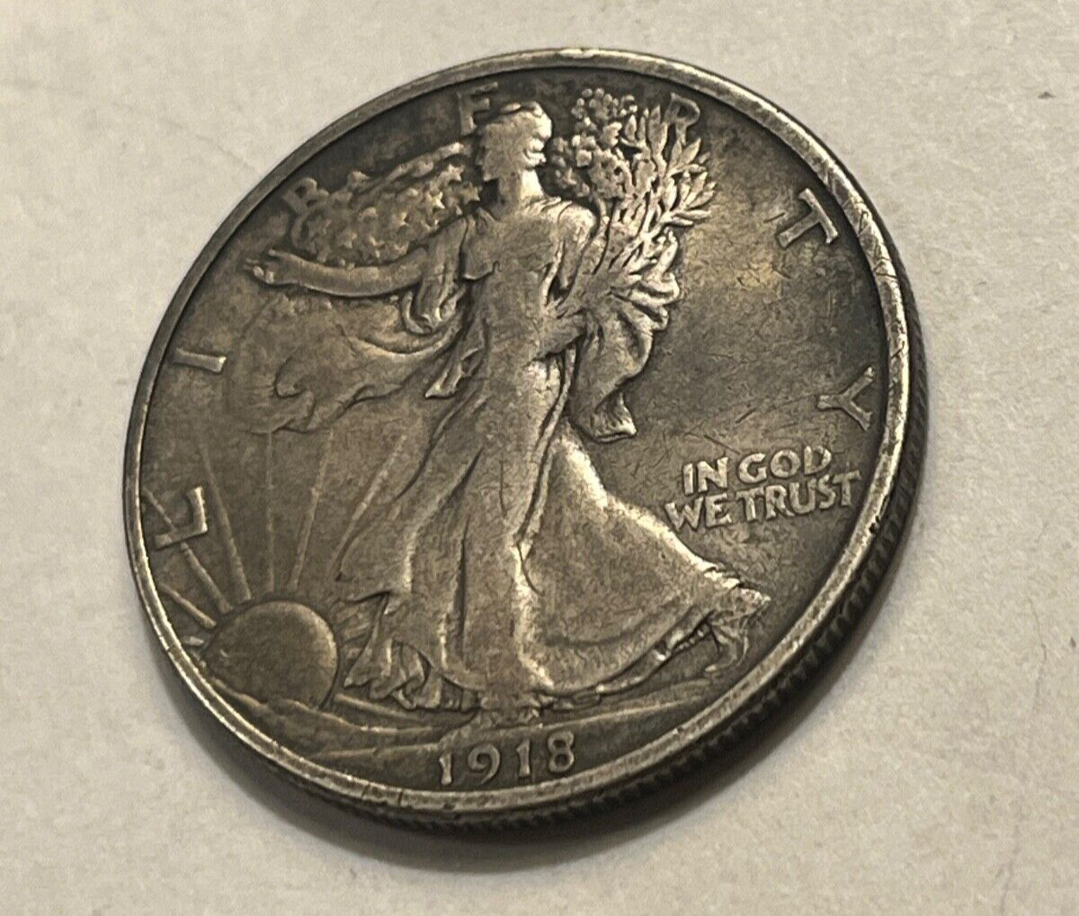 1918-d Walking Liberty Half dollar , VF, better date & grade & date