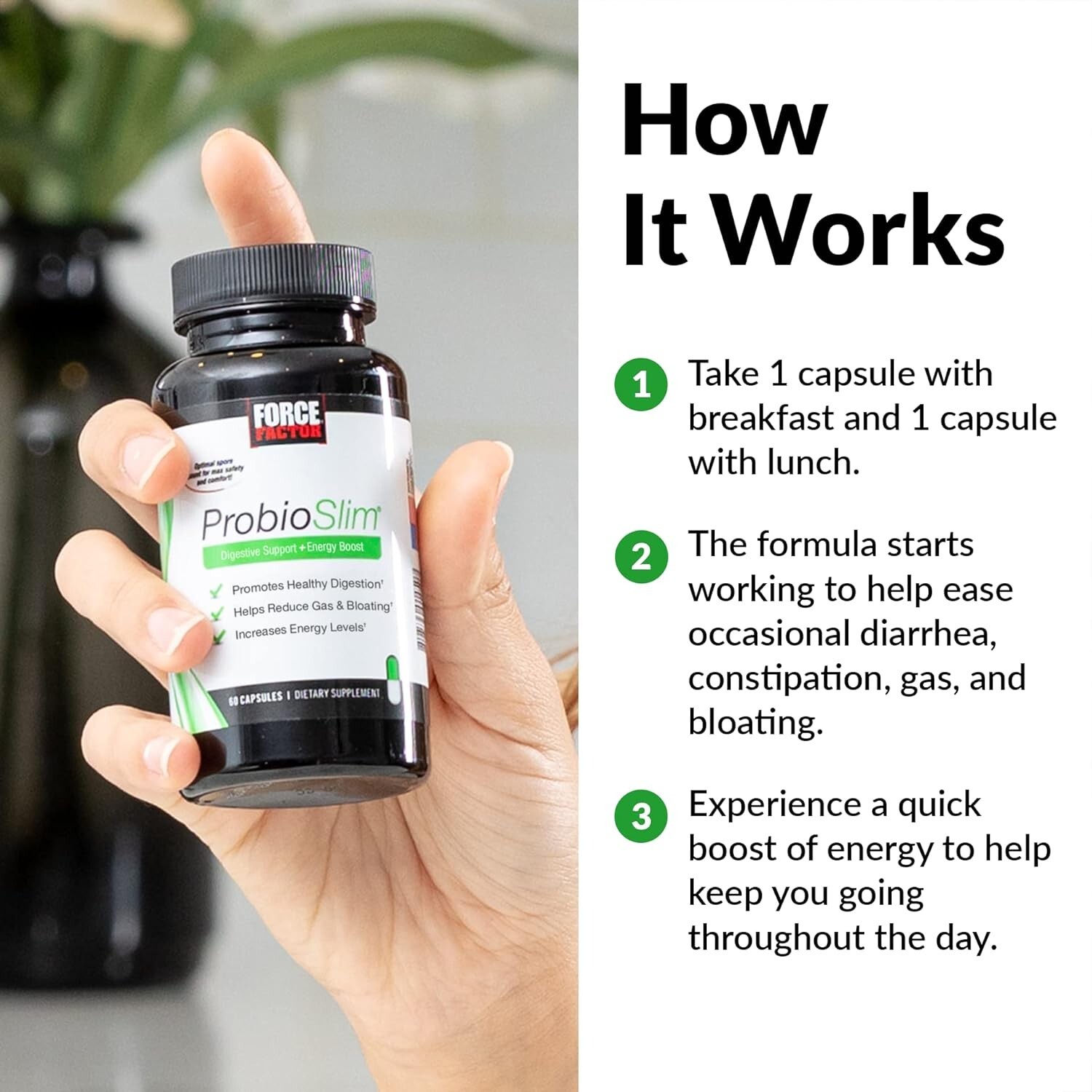 Force Factor ProbioSlim Probiotic Supplement Constipation, Gut Health - 240 Caps