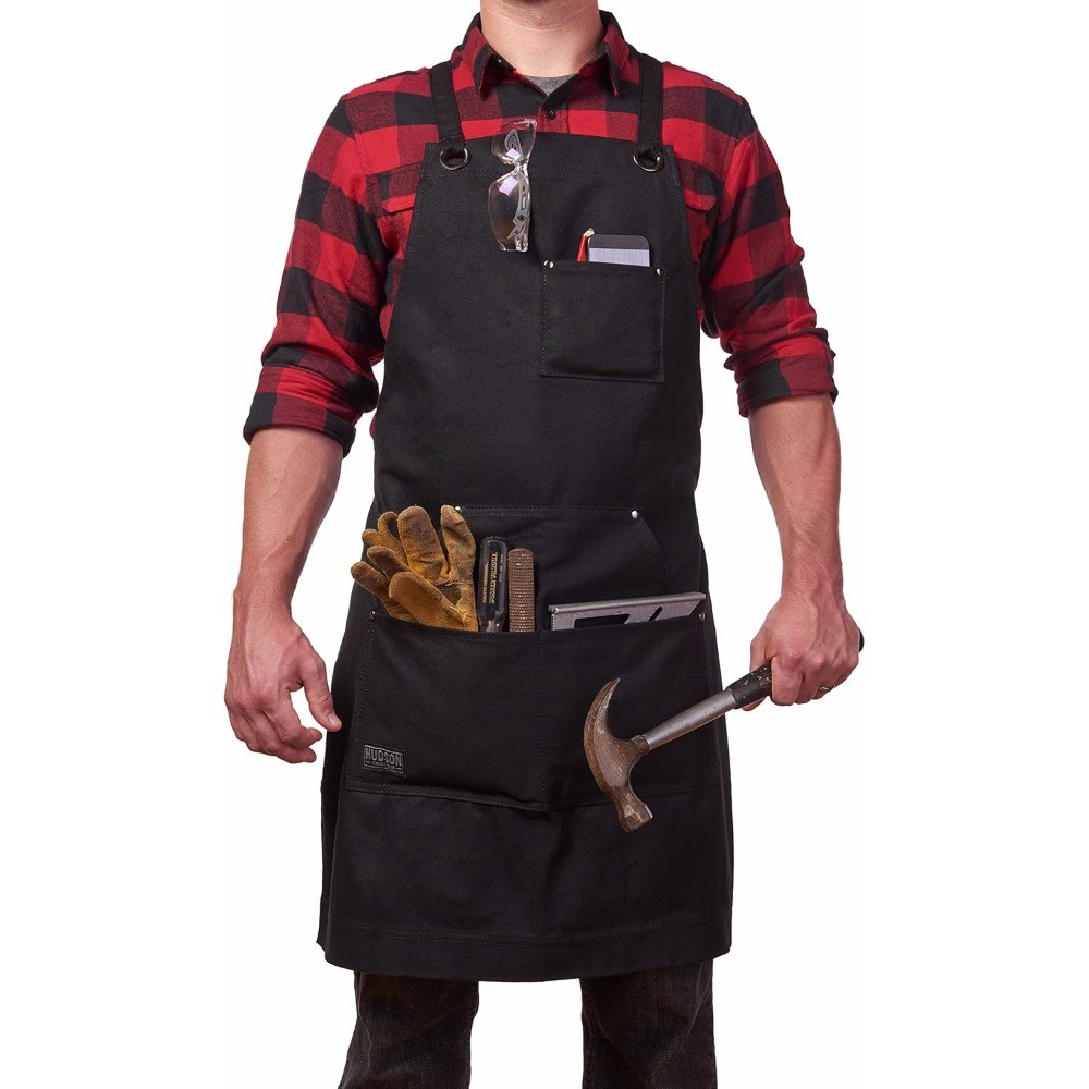 Waxed Canvas Crossback Work Apron Water Resistant Up To XXL Black