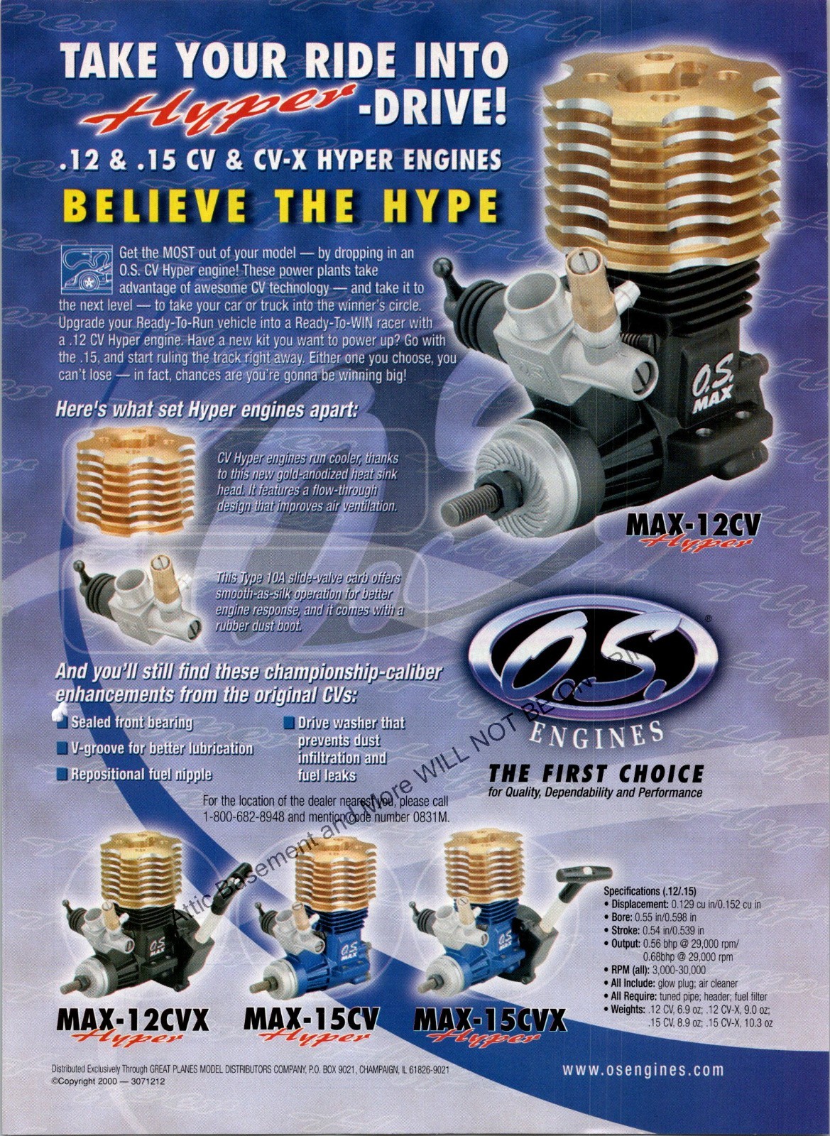 OS Engine CV-x Hyper RC Motor Print Ad Wall Decor Ephemera .12 .15