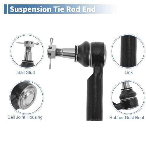 4pcs Front Inner Outer Tie Rod Ends Kit Suspension Steering Tie Rod End for