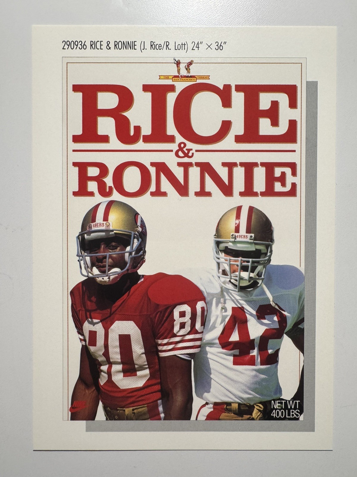 Nike Poster Card 5x7 Jerry Rice/Ronnie Lott “Rice & Ronnie” San Francisco 49ers