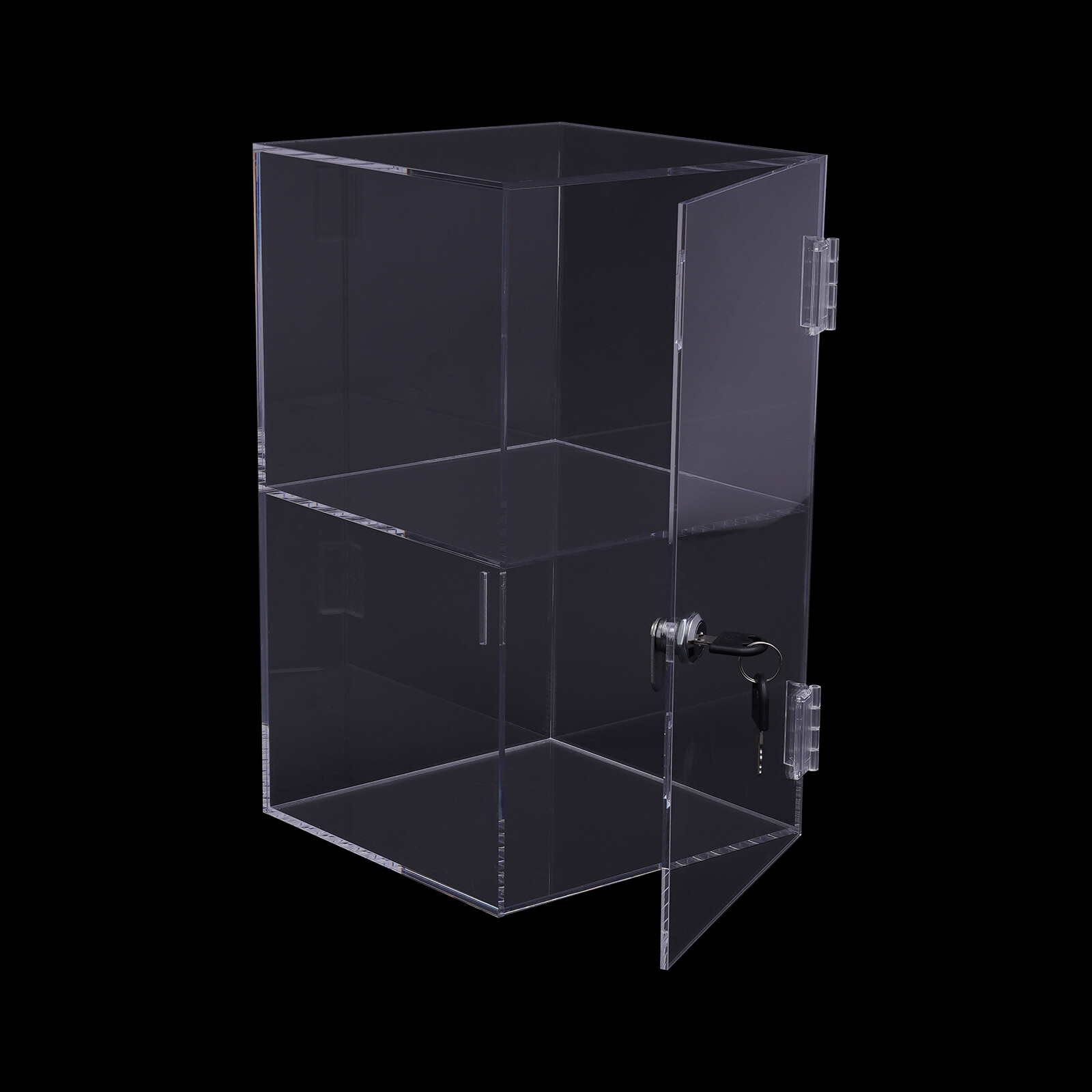 2-layers Countertop Display Case 20*20*35cm Locking Security Showcase Cabinet US