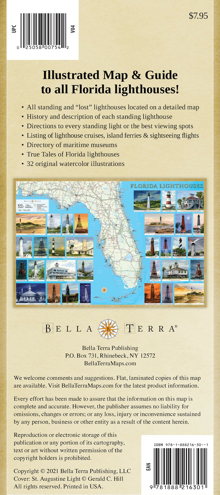 Florida Lighthouses Illustrated Map & Guide