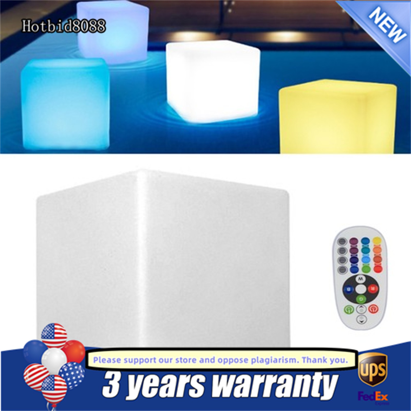 16" Cube LED Color Light Stool Outdoor Indoor PatioParty Yard Table Chair Seat