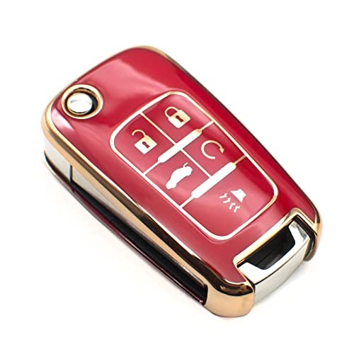 Key Fob Cover Compatible with Chevy Chevrolet Equinox Camaro Cruze Malibu Red