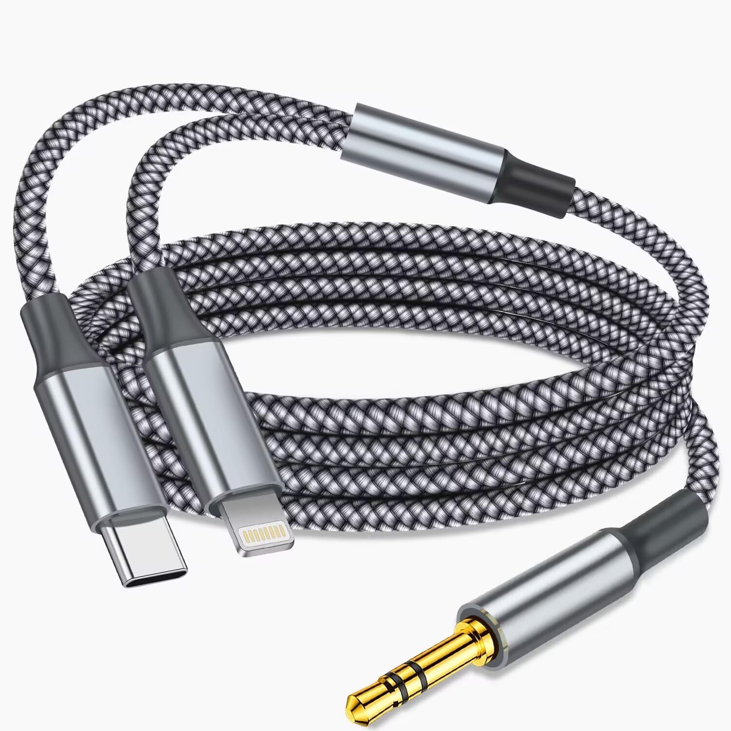 Cable auxiliar de 3,5 mm para automóvil + cable de carga Cable de carga 2 en 1