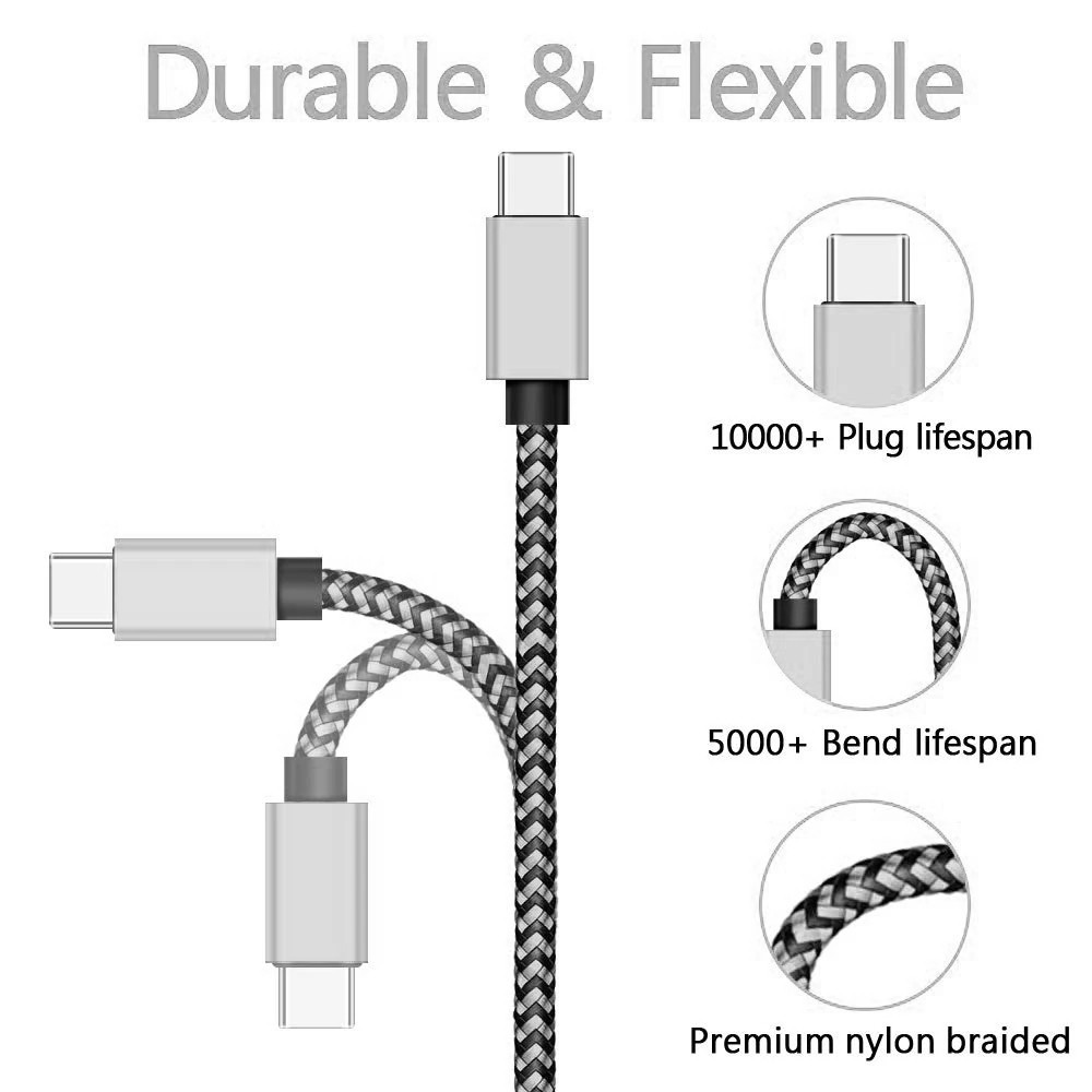 3Pack Braided USB C Type-C Fast Charging Data SYNC Charger Cable Cord 6FT