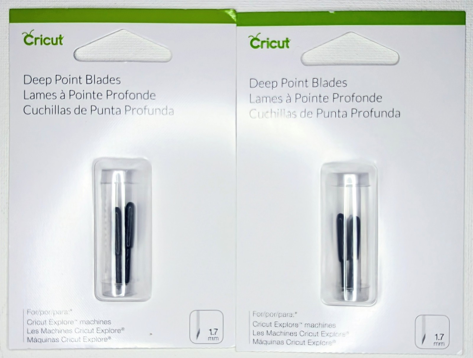 Authentic Cricut Machine Deep Point Cutting Blades 1.7 MM 2 Each - Lot Of 2