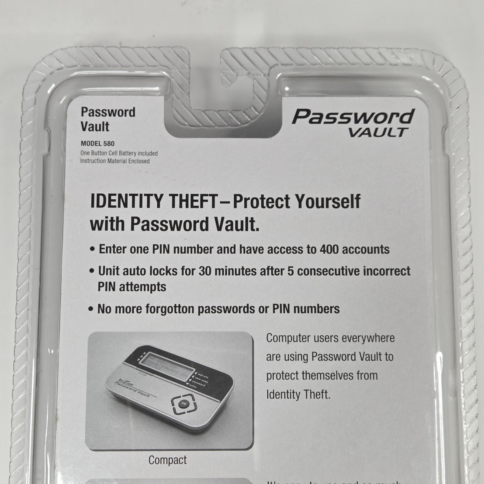 Password Vault 580 Secure Electronic Password Storage RecZone - New Sealed