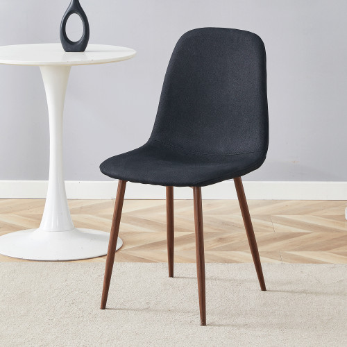Luxury Simple Chair - Set Of 4 BLACK Linen-Cotton Material High Resilience Chair