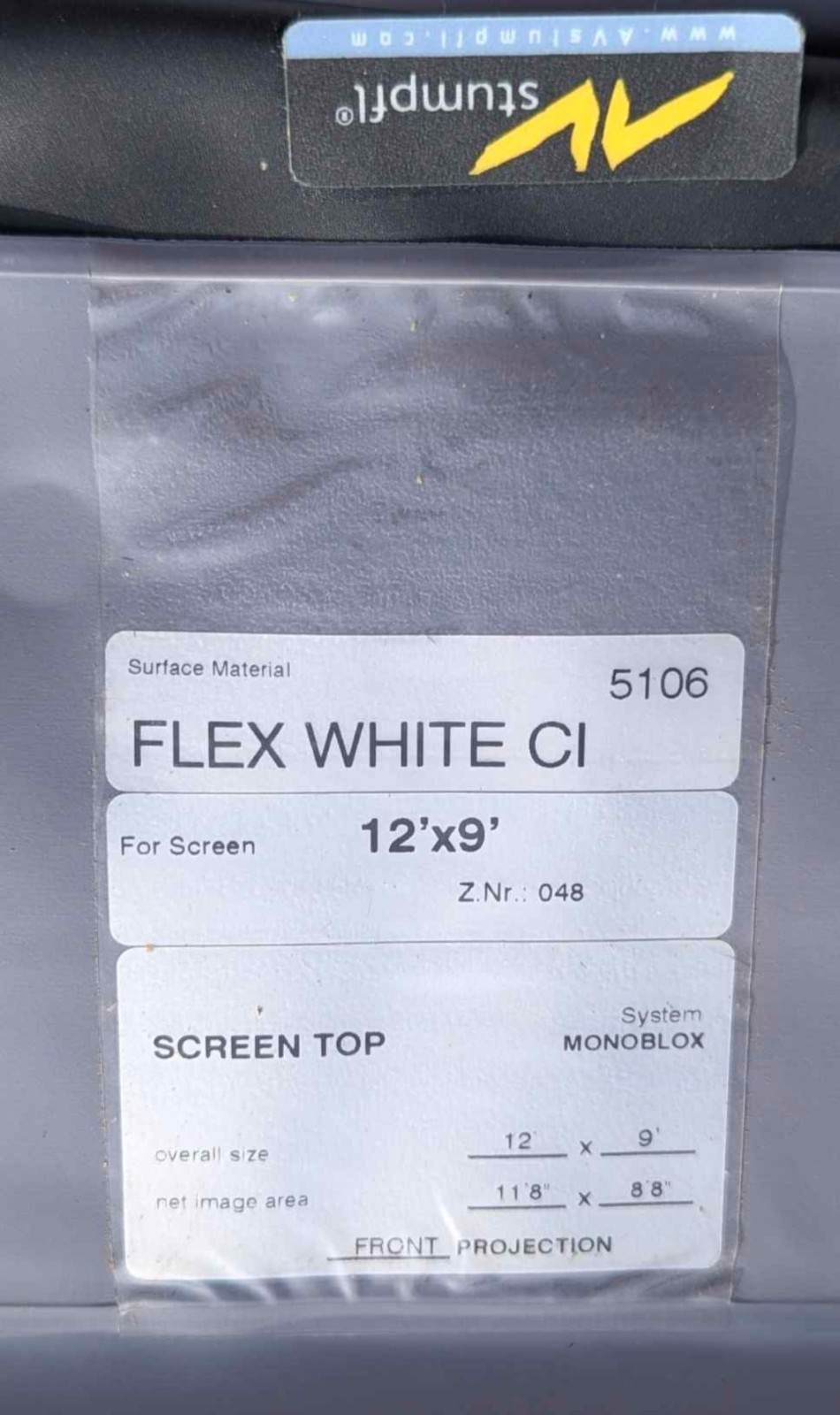 AV Stumpfl Flex White CI Screen Material 12'x9' 4:3 MPN 5106