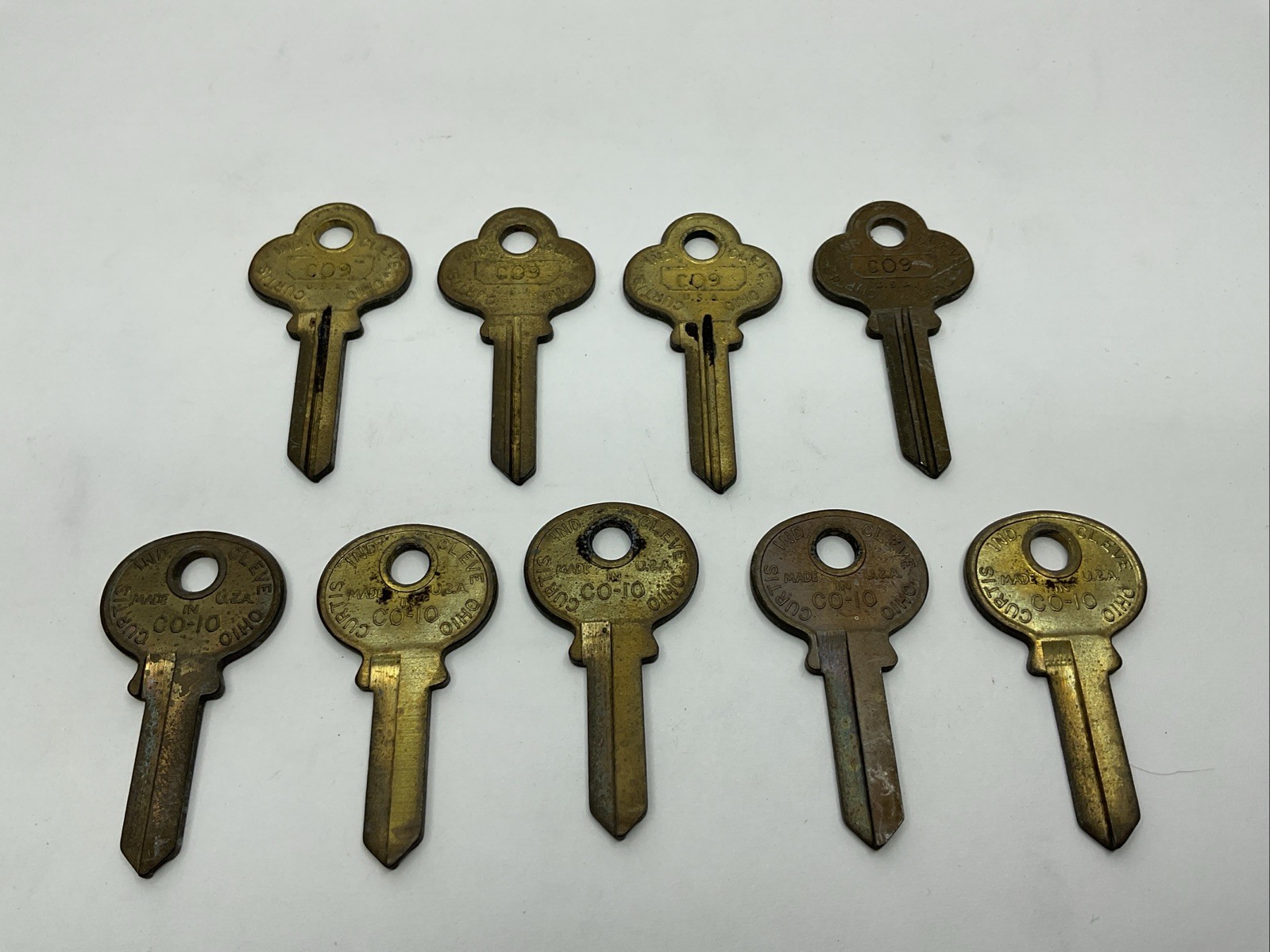 Curtis Industries NOS Key Blank Lot Of 9 Uncut C09 C010 Brass Tone A-CK10