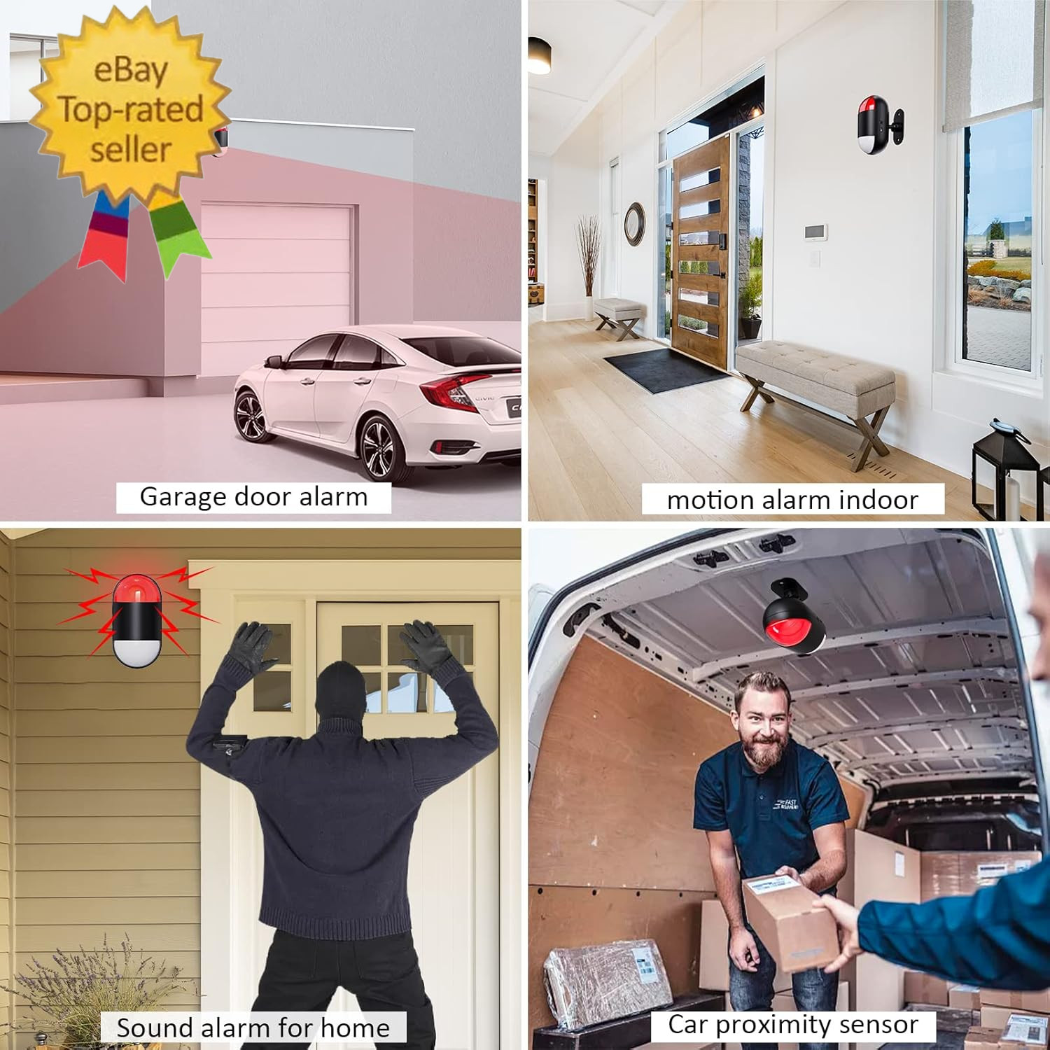 Wireless Motion Sensor Alarm Indoor:Battery Operated Detector with Siren | Motio