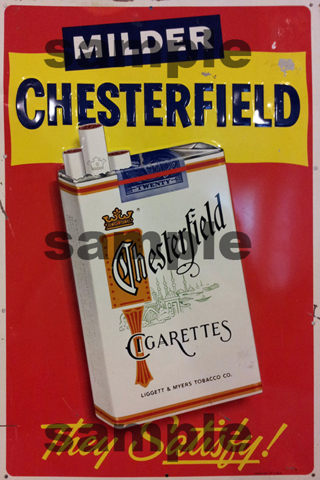 WEATHERED BUILDING SIGN HO O DECAL CHESTERFIELD CIGARETTES SIGN 3x2