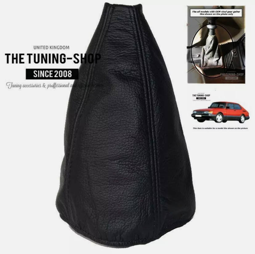 Shift Boot For Saab 900 Classic 1978-1993 Black Leather - Vinyl Oryginal