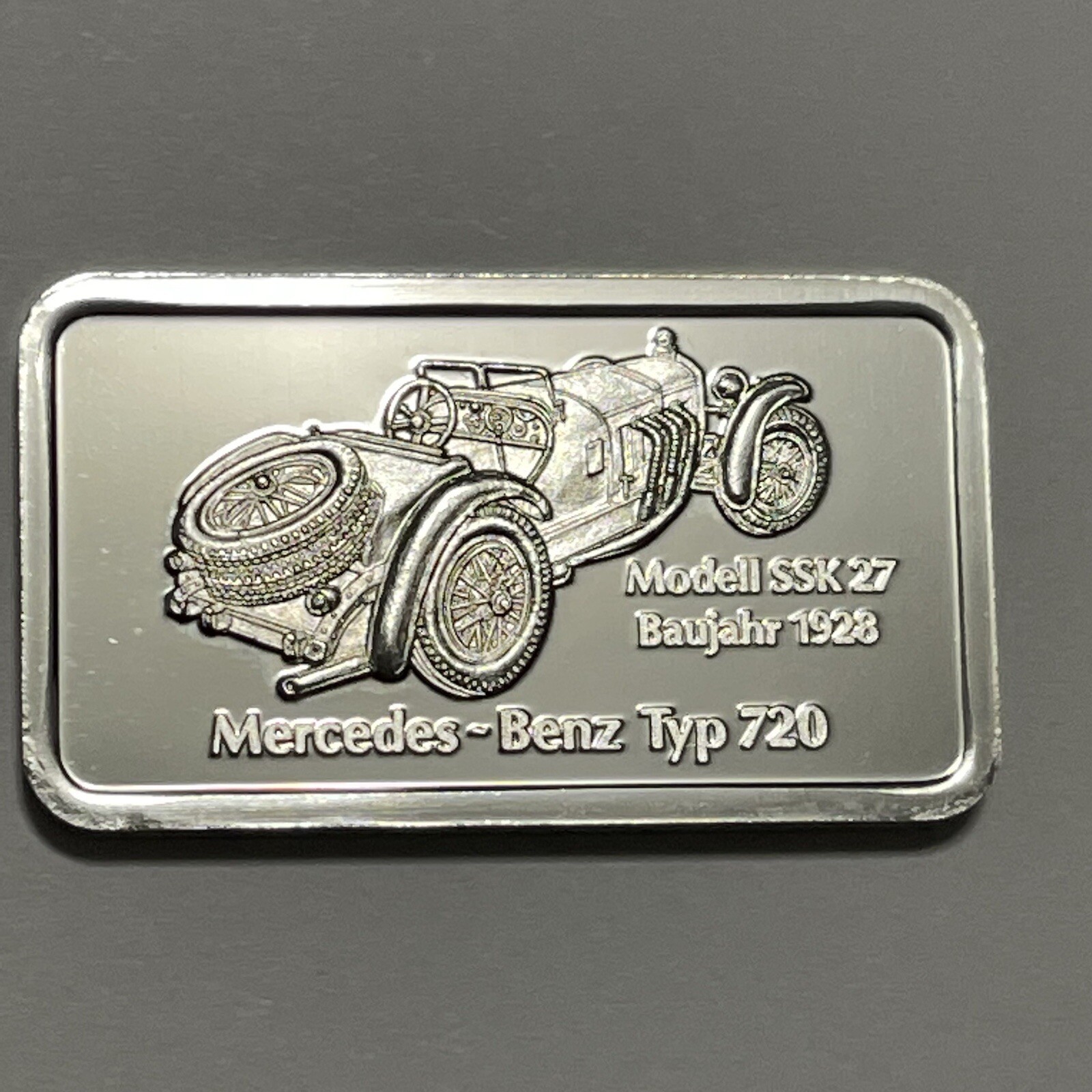 Mercedes Benz Typ 720 SSK 27 Rare Collector Bar 1 Troy Oz .999 Fine Silver Ingot