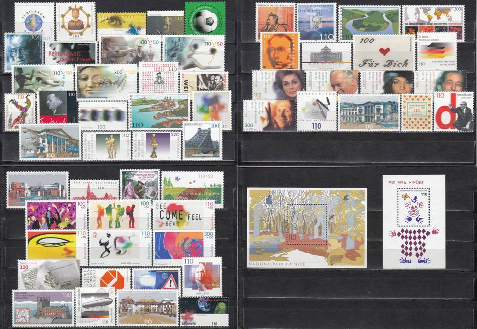 Germany 2000 -  not complete (no self-adhesives, no Euro currency) - MNH