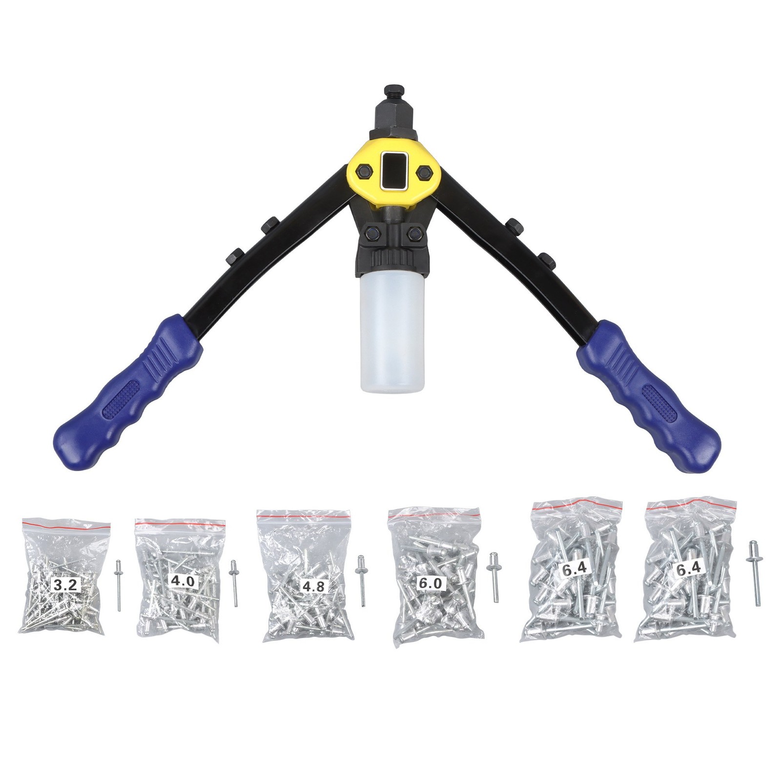 1/4 Pop Rivet Gun Kit  210Pcs Blind Rivets 13" Multi-purpose Hand Riveter Tool
