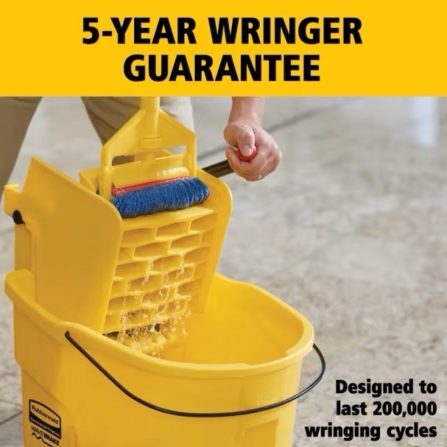 Rubbermaid Commercial Products WaveBrake 26 Qt. Side-Press Mop 26 Qt, Yellow