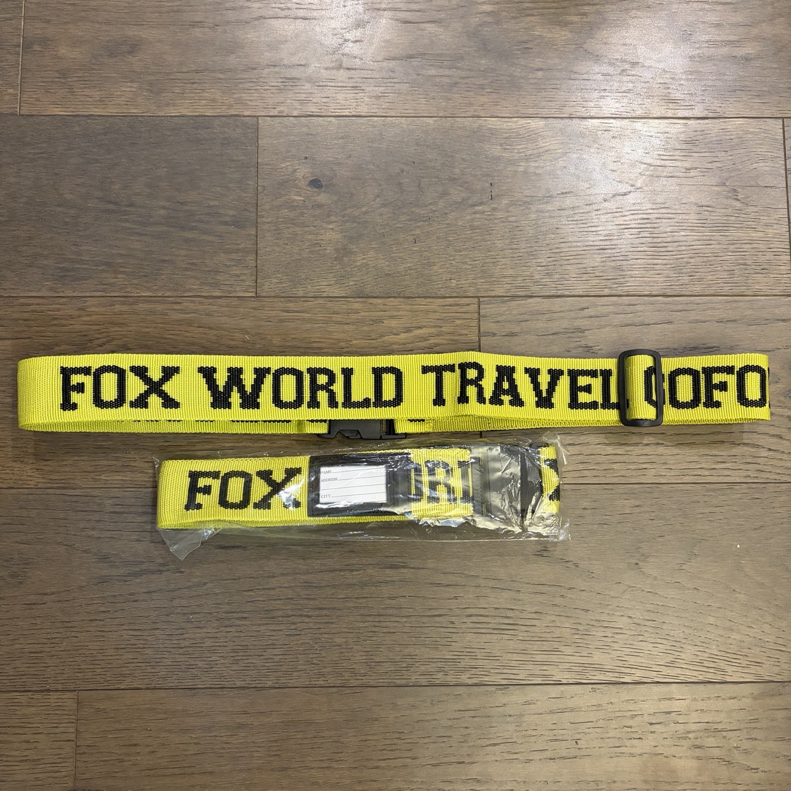 2 Nylon Luggage Suitcase Strap Belts Adjustable Yellow & Black Fox World Travel