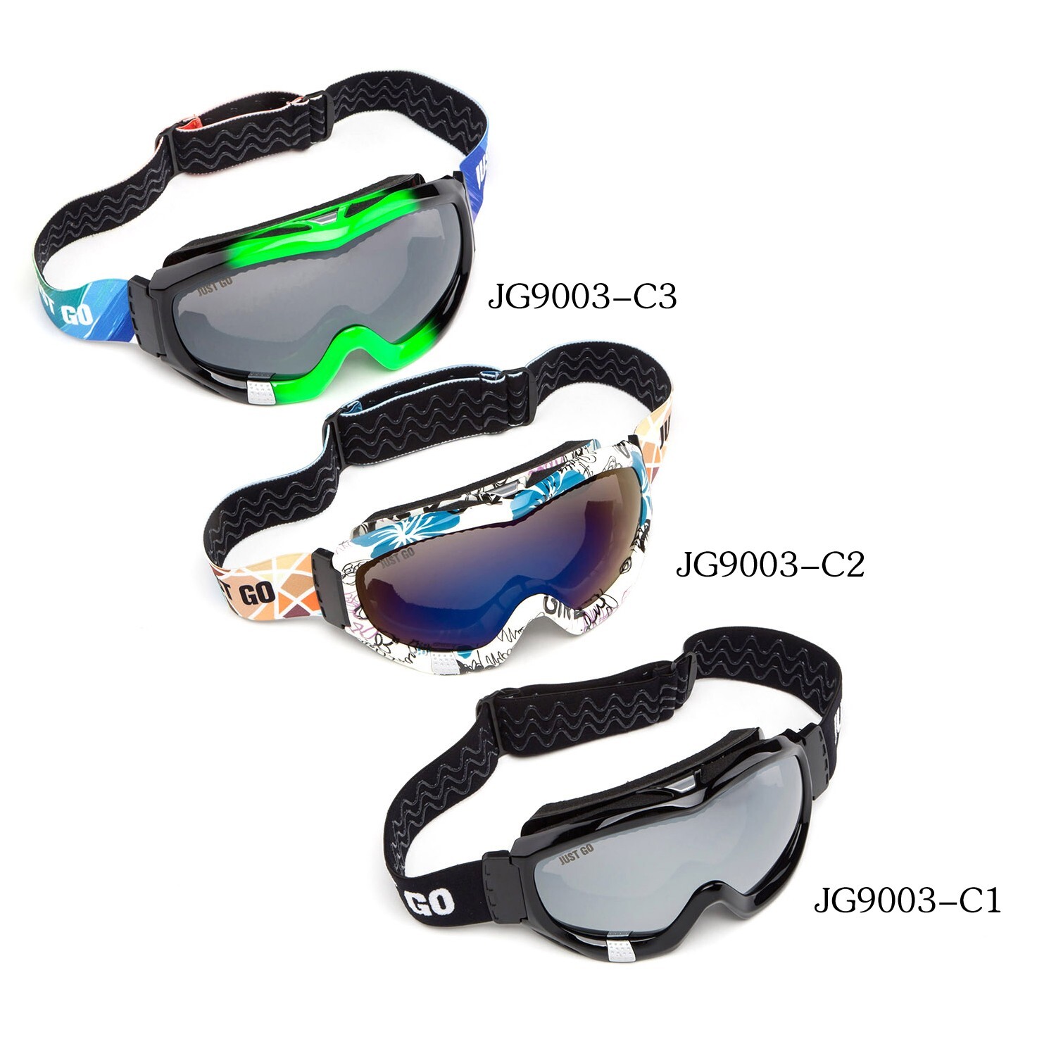 JUST GO Ski Goggles Dual-Layer Lens Anti-Fog 100% UV Filter Snowboard Goggles