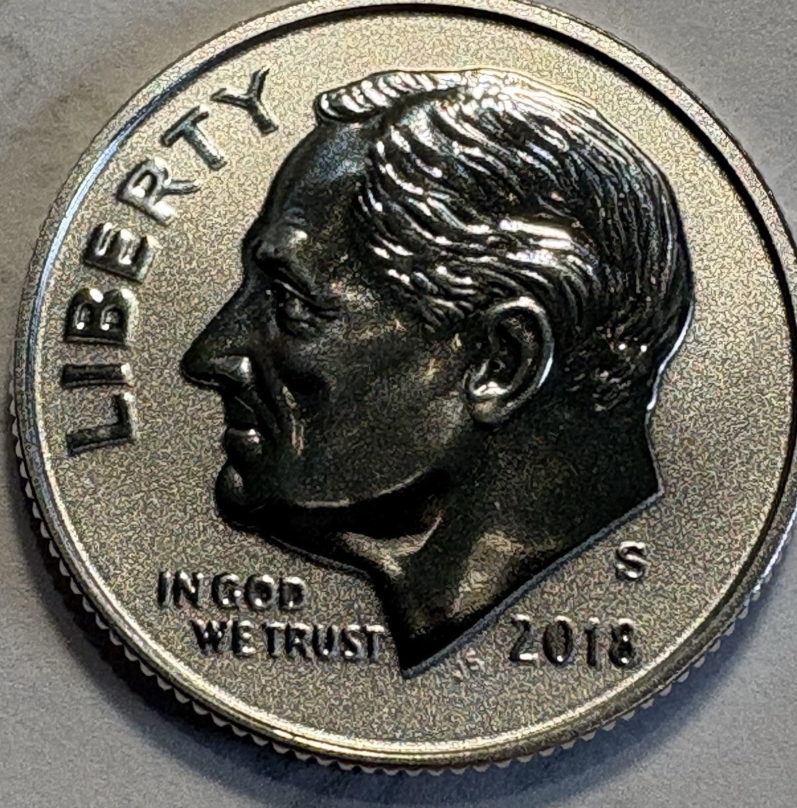 2018 S Silver REVERSE PROOF Roosevelt GEM DCam Dime 90% Silver, 900 Fine