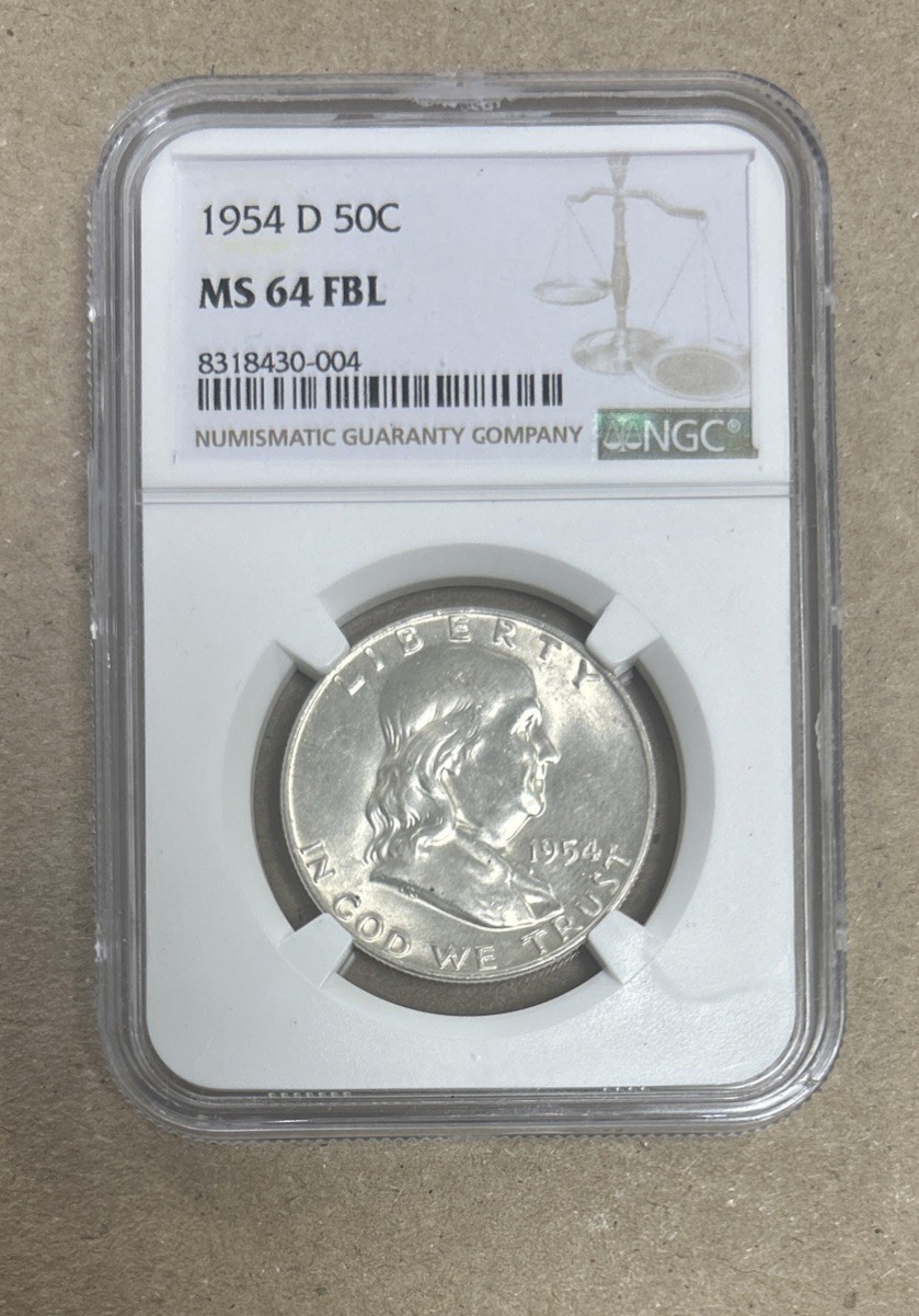 1954 D 50C Franklin Half Dollar NGC MS64 FBL