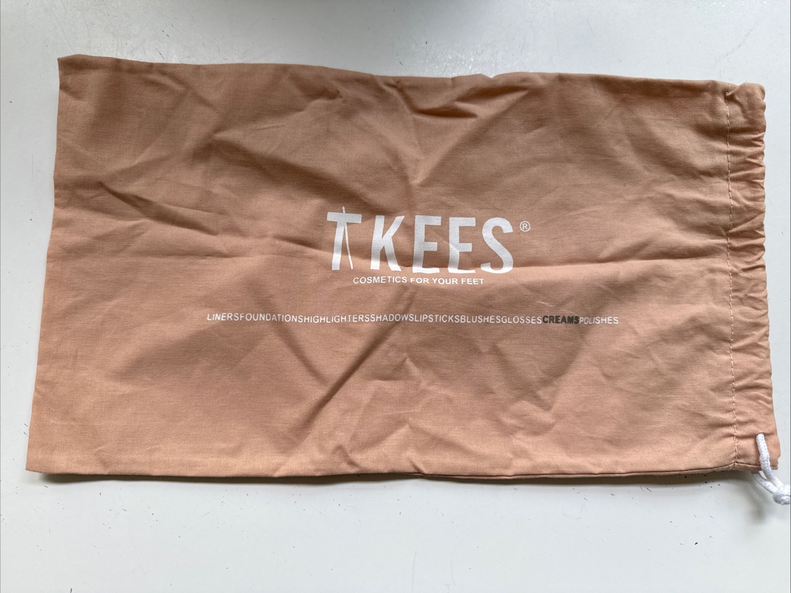 Tkees Cream Dust Bag White 12.5”x 7” Drawstring Storage