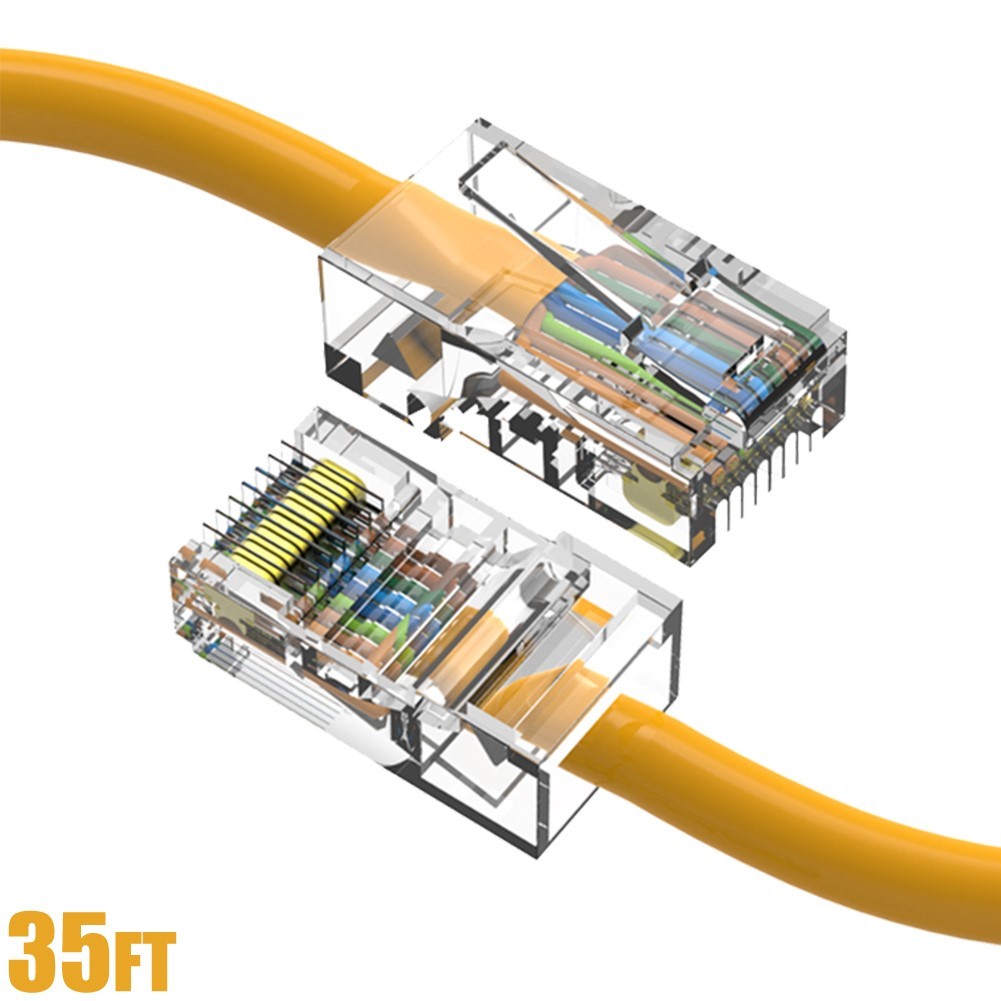 35FT Cat5e RJ45 Ethernet LAN Network UTP Cable Non-Booted Copper Wire Yellow