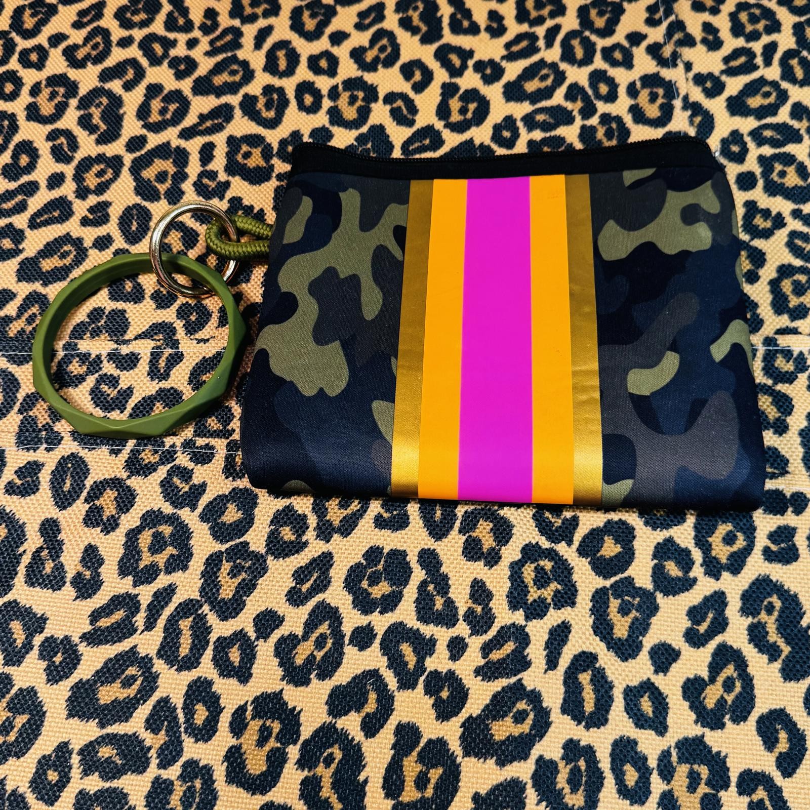 Haute Shore Neoprene Camouflage Wristlet Clutch or Cosmetic Bag With Wrist Band