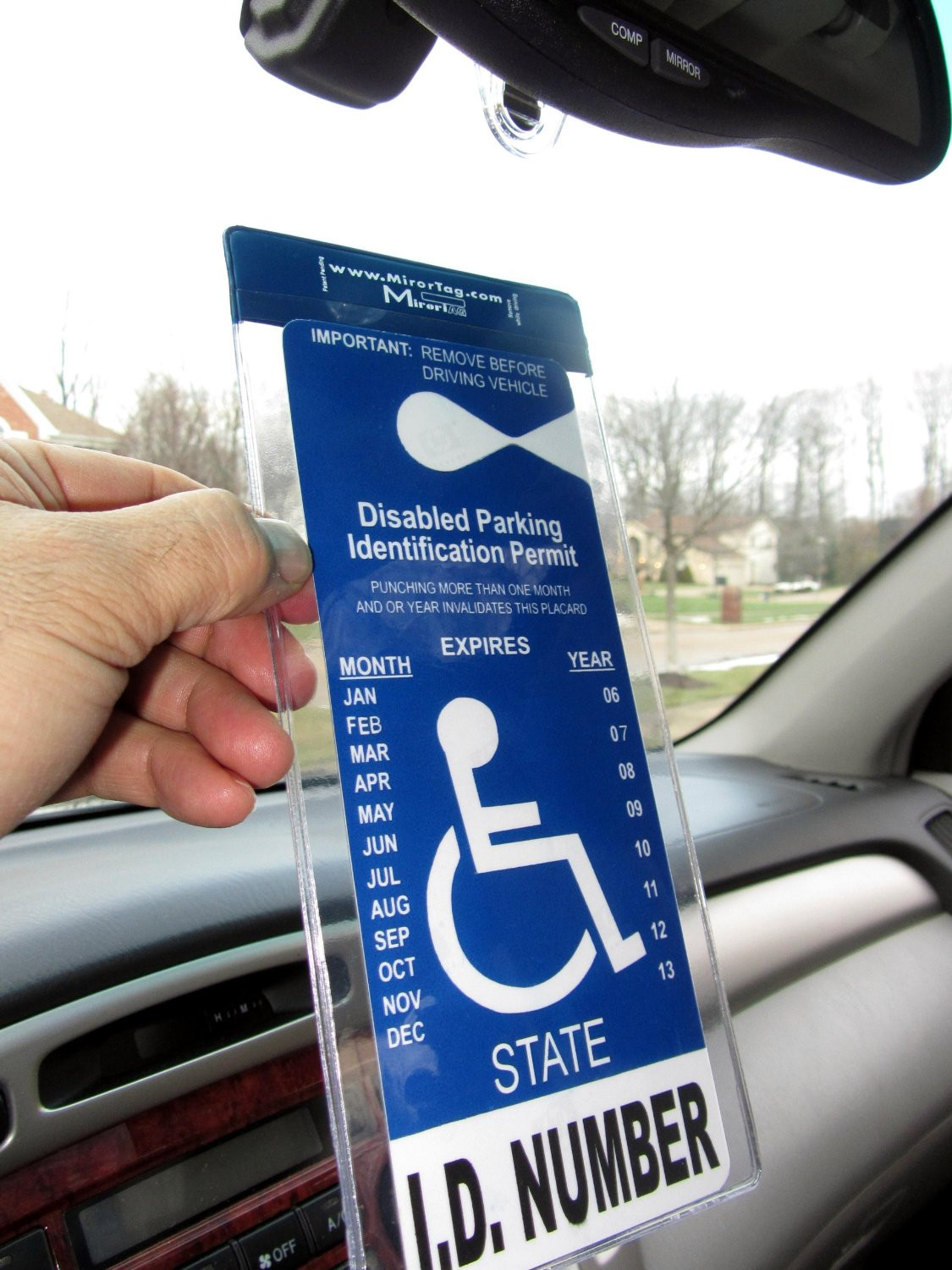 Handicap Tag Holder & Protector+Storage Magnet. Sturdy Hook - ON & OFF in a Snap