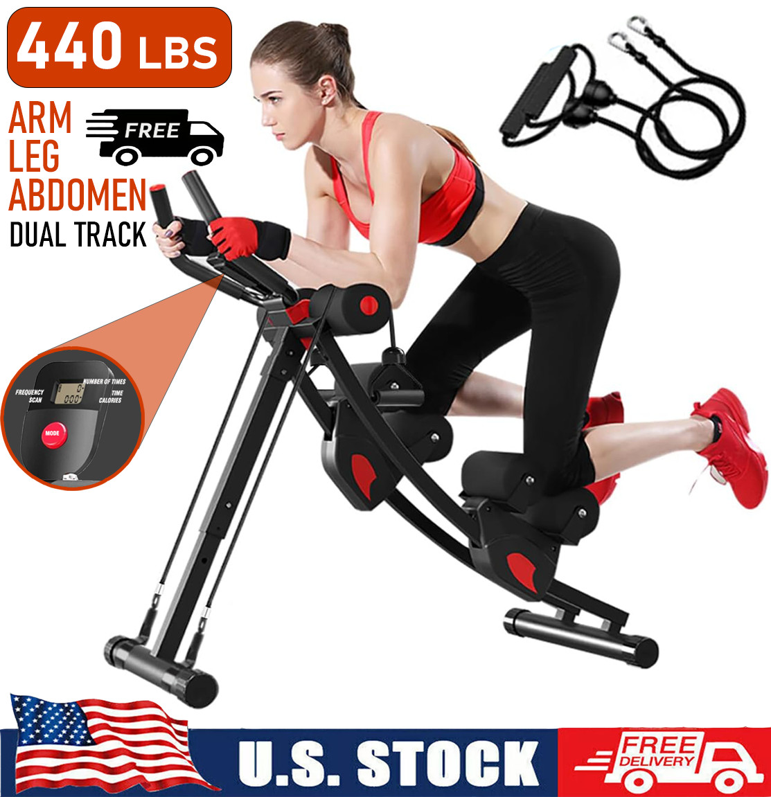 Dual Track Ab Workout Equipment for Stomach Workout in Home Gym Foldable Fitness