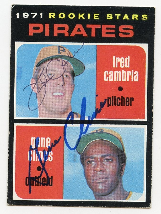 Dual Signed 1971 Topps #27 Pirates Rookies Cambria & Gene Clines Guar Auth KOA