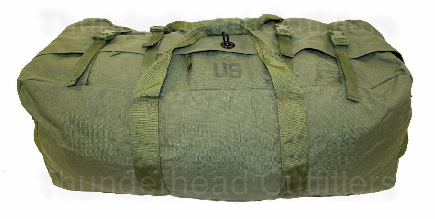 US Military IMPROVED DUFFEL BAG w/ Zipper Travel Flight Sea Bag OD Green VGC