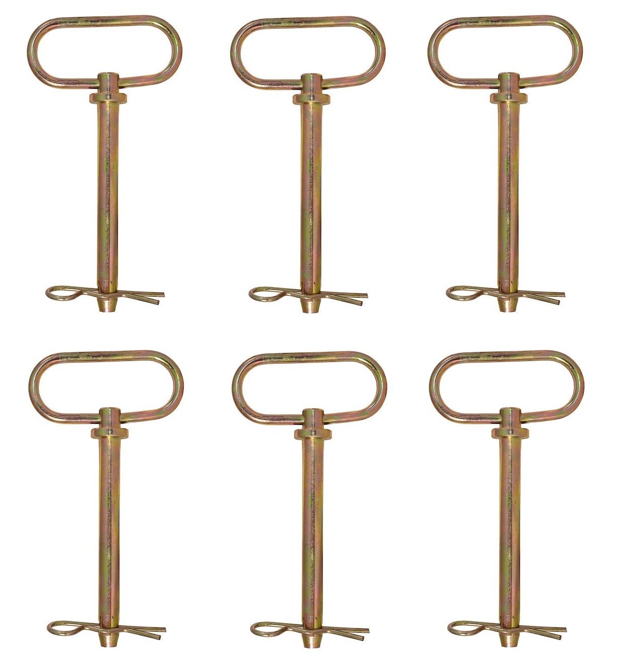 Buyers Products 66100, Set of (6) Yellow Zinc Plated Hitch Pin - 1/2 dia x