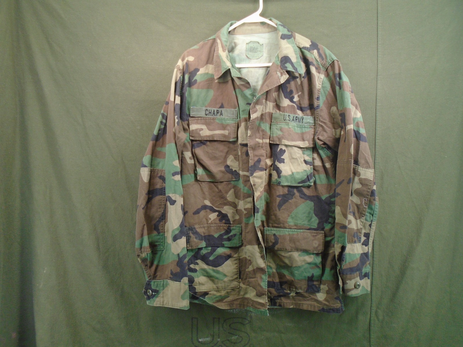 US Military Army BDU Camo Combat Coat Shirt Twill Medium Long 1999 Chapa 253-L