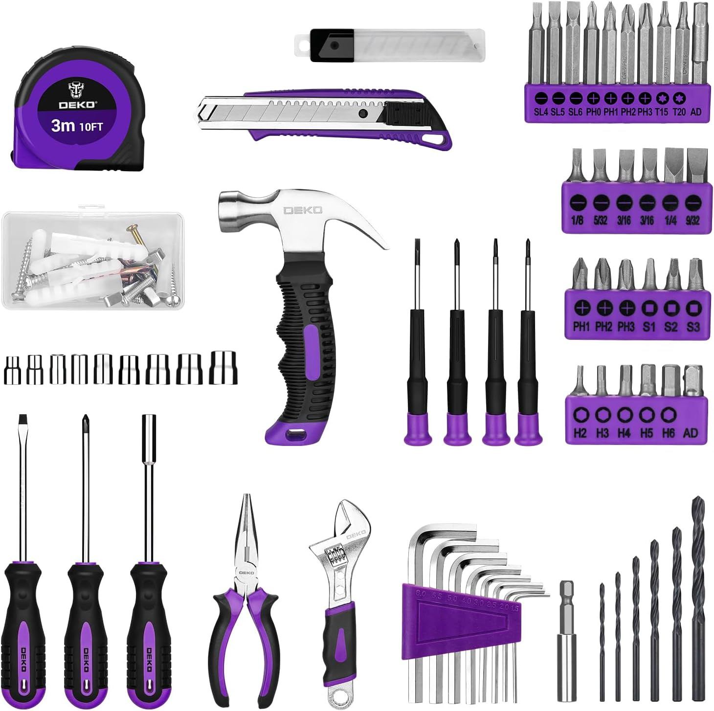 Tool Set: Tool Kit with 8V Cordless Drill, Hand Toolbox with Storage Case, Tool