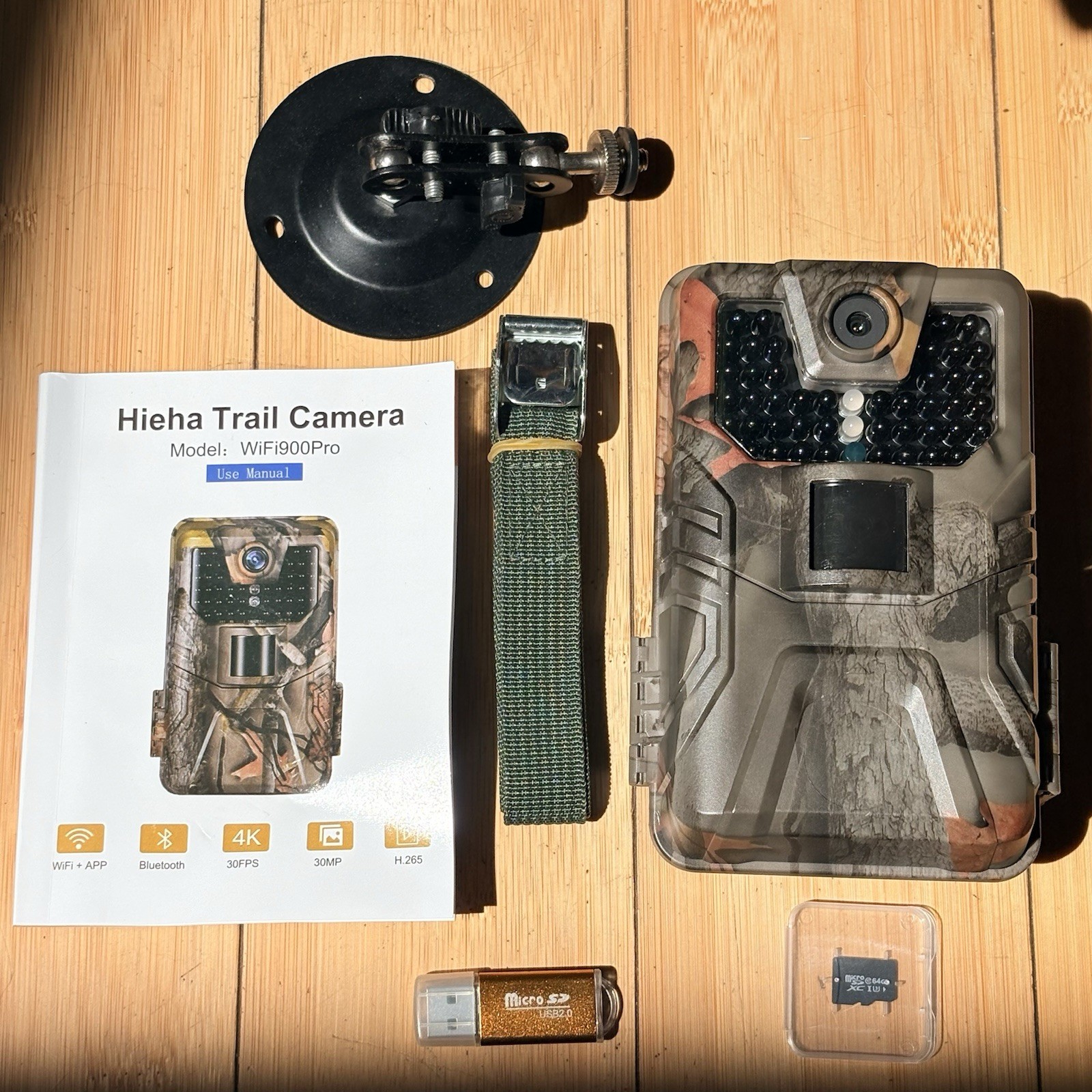 Hieha WiFi900Pro Trail Camera 4K 30MP APP Control Night Vision Cam Camouflaged