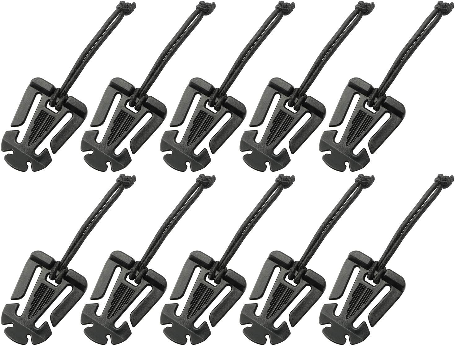 10PCS Tactical Gear Clip Molle Web Dominator with Elastic Strings,Outdoor Sports