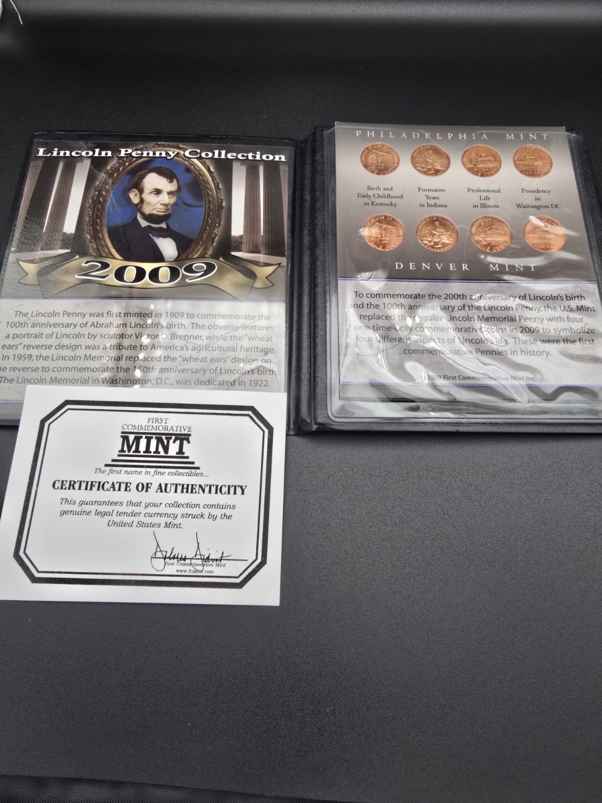 2009 Lincoln Cent Set First Commemorative Mint Set with COA