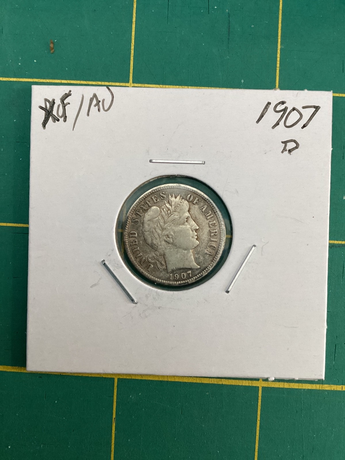 1907 D Barber Dime XF AU Rare Silver